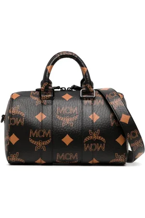 Mcm Aren Boston Bag in Maxi Visetos Black Visetos