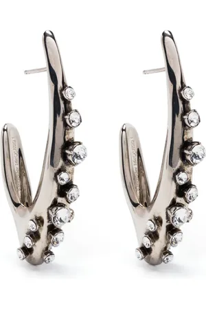 Alexander McQueen Crystal-embellished faceted hoop earrings