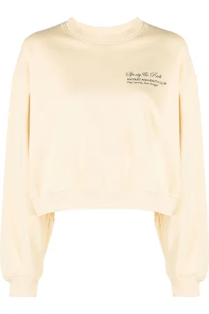 Sporty & Rich Tennis Script Cropped Crewneck