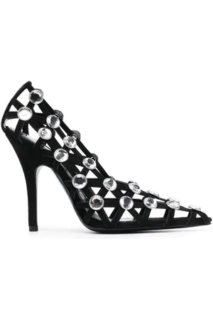 The Attico Grid 105mm rhinestone-embellished pumpss