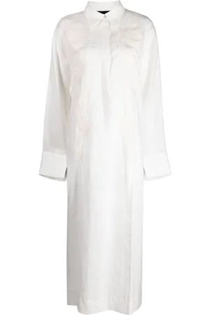 Cynthia Rowley Floral-embroidered hemp shirtdress