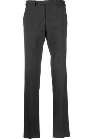 Buy EMPORIO ARMANI Flat-Front Ankle-Length Trousers | Grey Color Men | AJIO  LUXE