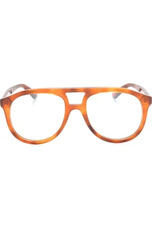 Gucci Logo-plaque pilot-frame glasses