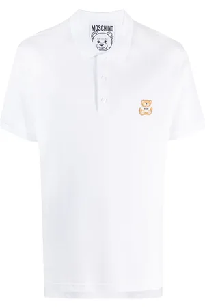 Moschino Men's intarsia-logo Cotton Polo Shirt - White - Polo Shirts