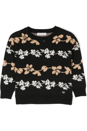 MONNALISA Floral-intarsia knit jumper
