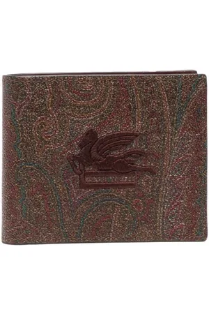 Etro Logo-embroidered leather wallet