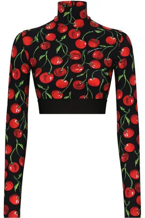Dolce & Gabbana Cherry-print long-sleeve crop top