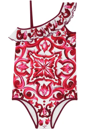 Dolce & Gabbana Majolica print one-shoulder swimsuit