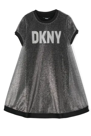DKNY Logo-print mesh-overlay minidress