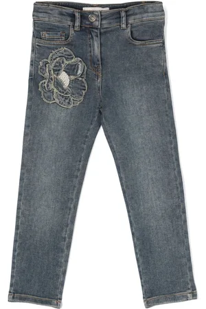 Monnalisa logo-patch distressed jeans - Grey