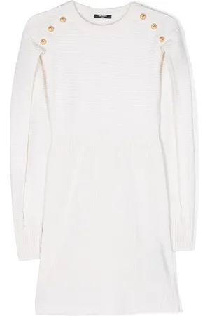 Balmain Ribbed-knit buttoned dress