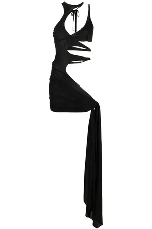 MUGLER Sleeveless cut-out draped dress
