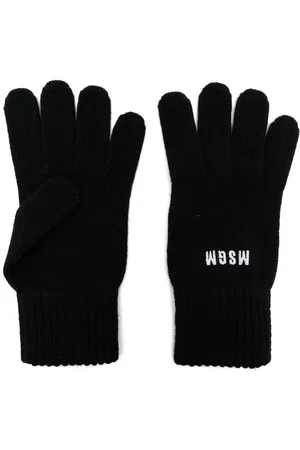 Msgm Logo-embroidered knitted gloves