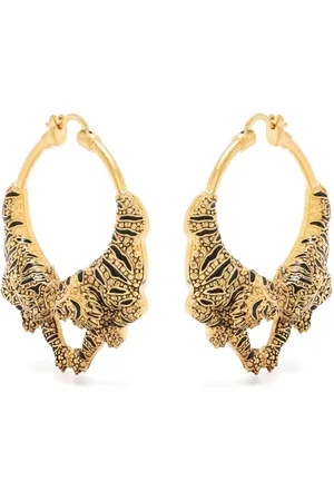 Roberto Cavalli Tiger-detail hoop earings