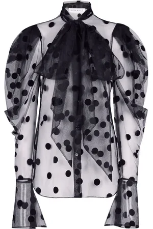 Nina Ricci Polla-dot embroidered tulle shirt