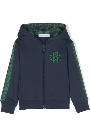 Roberto Cavalli Monogram-tape zip-up hoodie