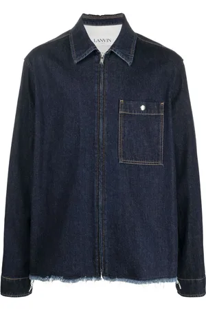 Lanvin Button-up Monogram Denim Jacket in Black for Men