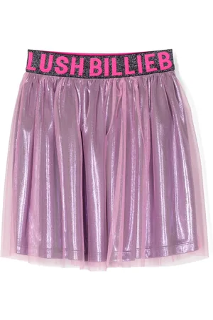 Billieblush Logo-waistband metallic-effect skirt