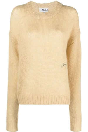 Ganni Logo-embroidered knitted jumper