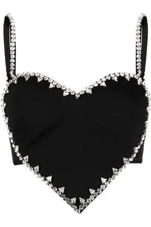 AREA Heart-motif crystal-embellished top
