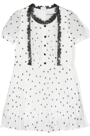 Self-Portrait Polka-dot print pleated flared dress