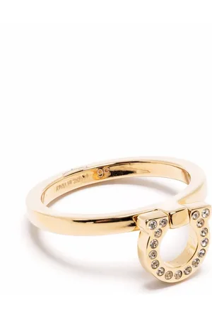 Salvatore Ferragamo Crystal-embellished logo ring