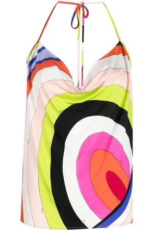 Puccini Abstract-print cowl-neck blouse