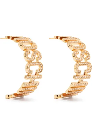 Moschino Rhinestone-embellished half-hoop earrings