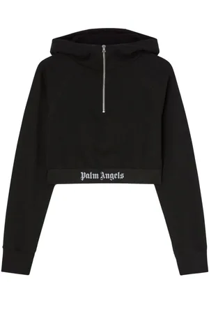 Palm Angels Logo-strap cotton cropped sweatshirt