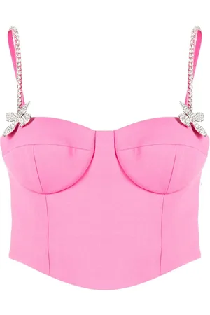 Crystal Trim Ombre Denim Heart Top In Pink