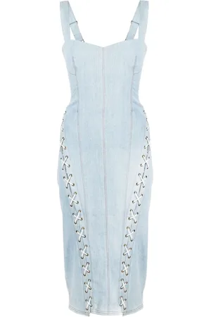 FLEUR DU MAL Lace-up denim dress