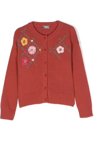Il gufo Floral-embroidered wool cardigan