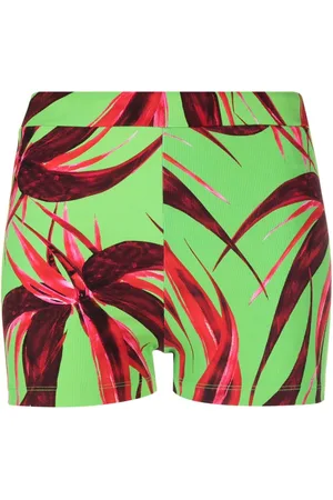 Louisa Ballou Floral-print ribbed-knit shorts