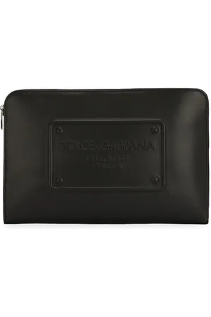 Dolce & Gabbana Logo-debossed leather clutch bag