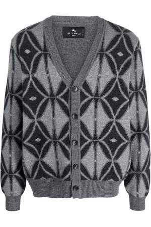 Etro Patterned-jacquard knit wool cardigan