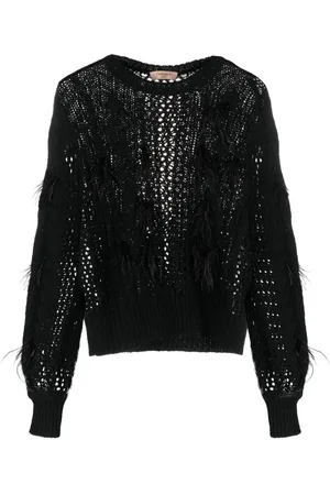 Twin-Set Feather-detail cable-knit jumper