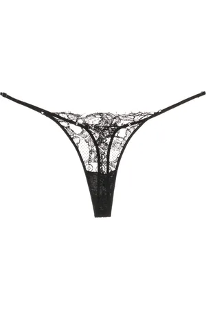 Kiki de Montparnasse Sheer lace-detail cotton thong