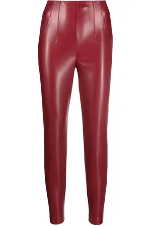 Zara Dark Red Faux Leather Legging  Red leather pants Faux leather pants  outfit Faux leather leggings outfit