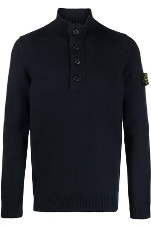 Stone Island Compass-patch buttoned-up jumper
