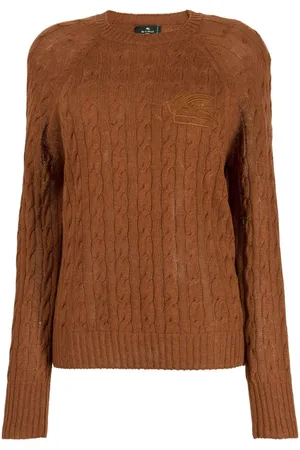 Etro Logo-embroidered cable-knit jumper
