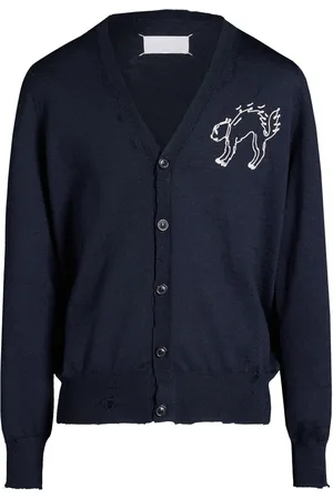 Maison Margiela Intarsia-knit wool cardigan