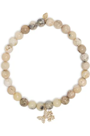 Sydney Evan 14kt yellow gold Butterfly Daisy opal beaded bracelet