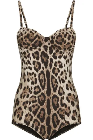 Dolce & Gabbana Leopard-print logo-lettering swimsuit