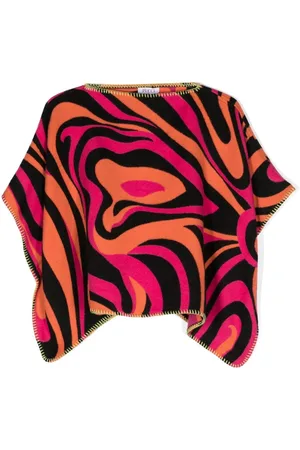 PUCCI Junior Abstract-pattern virgin wool poncho