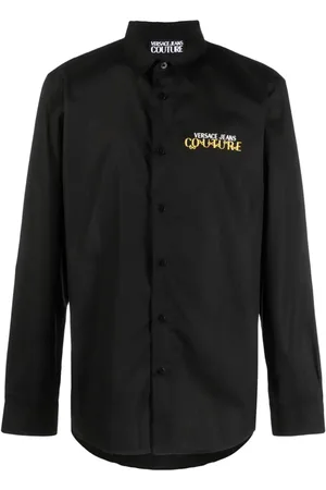 VERSACE Logo-print cotton shirt