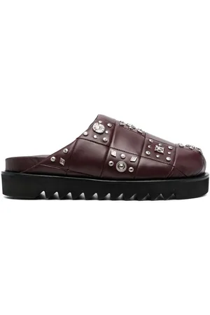 TOGA VIRILIS Stud-embellished leather slippers