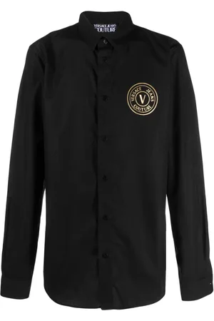 VERSACE Logo-print cotton shirt