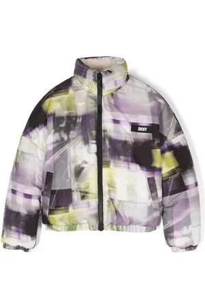 DKNY Abstract-print reversible padded jacket