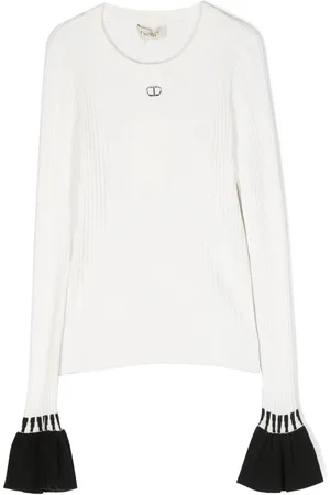 Twin-Set Logo-plaque ribbed-knit jumper