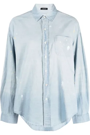 R13 Paint-splatter chambray shirt